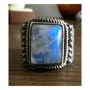 Vintage Moonstone Balli Style .925 Sterling Silver Ring Sz 8